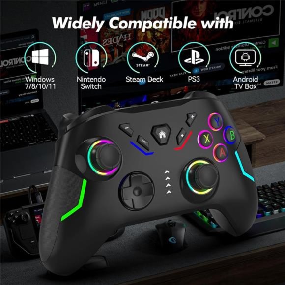 Wireless Gaming Controller w/ Dual Vibration, 2 Customized Key, Turbon Function - Picture 3 of 6